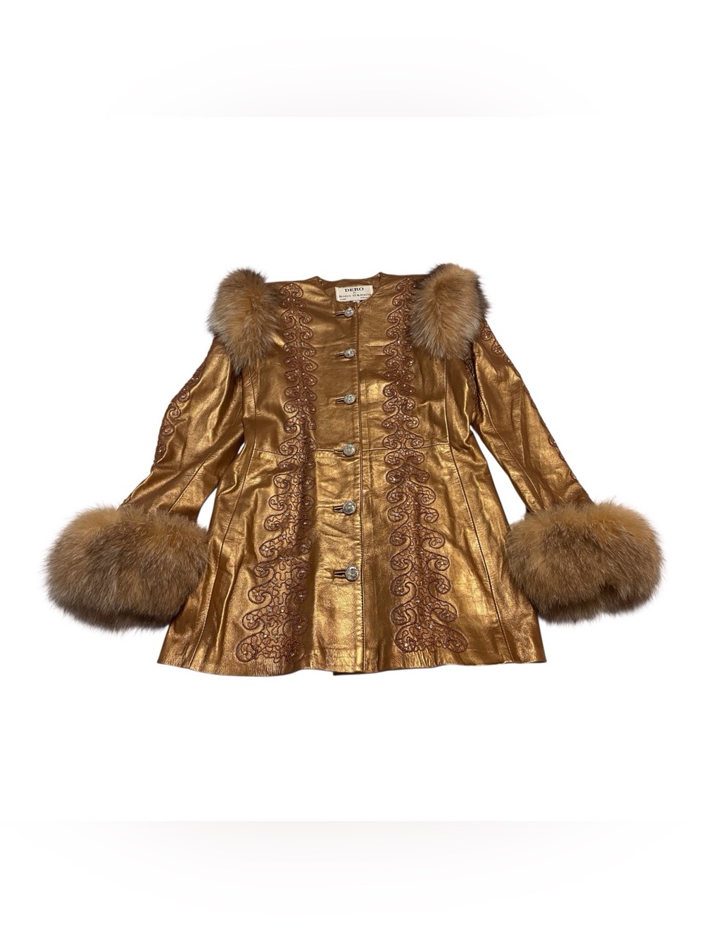 Vintage Dero by Rocco D'Amelio Women's Metalic Copper Fur Jacket,M - Picture 7 of 14
